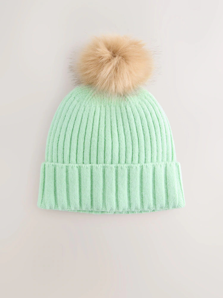 Spearmint Rib Knit Pom Hat | Next US