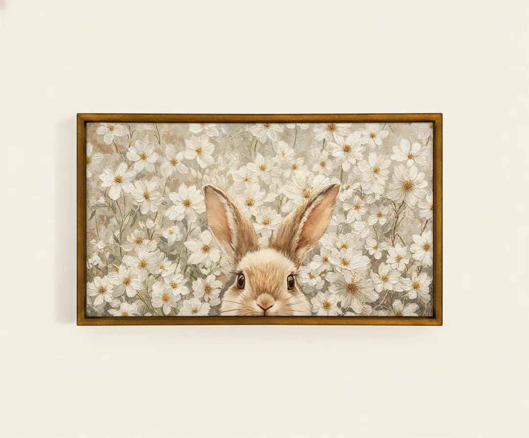 Frame Tv Art Easter Bunny, Botanical Rabbits, Wildflowers Spring Screensaver Background Cottageco... | Etsy (US)