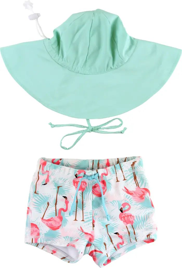 Flamingo Swim Trunks & Sun Hat Set | Nordstrom