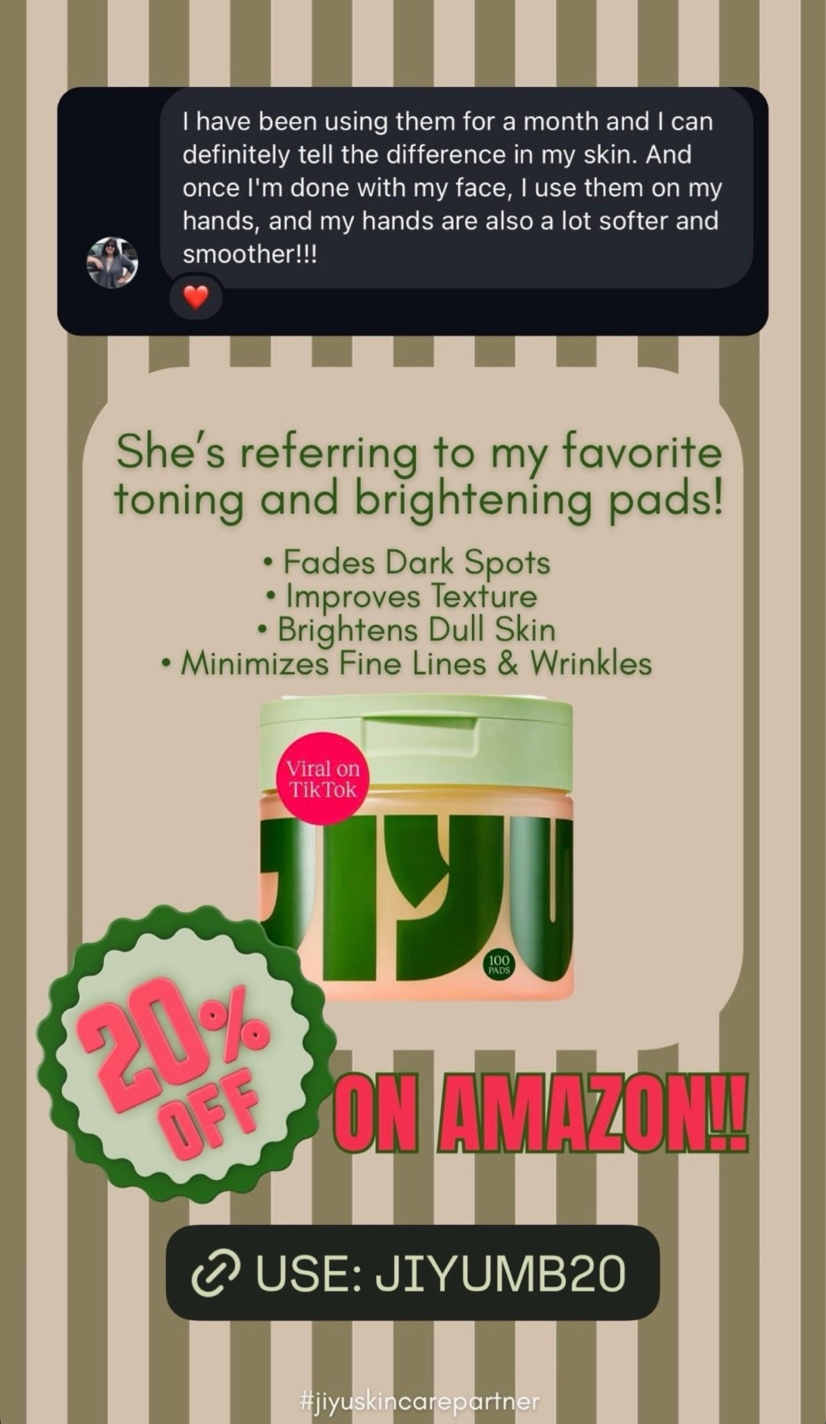 My favorite toning & brightening pads are currently on sale and my code: JIYUMB20 can be stacked on top!

#jiyuskincarepartner

#LTKSaleAlert #LTKBeauty #LTKselfcare