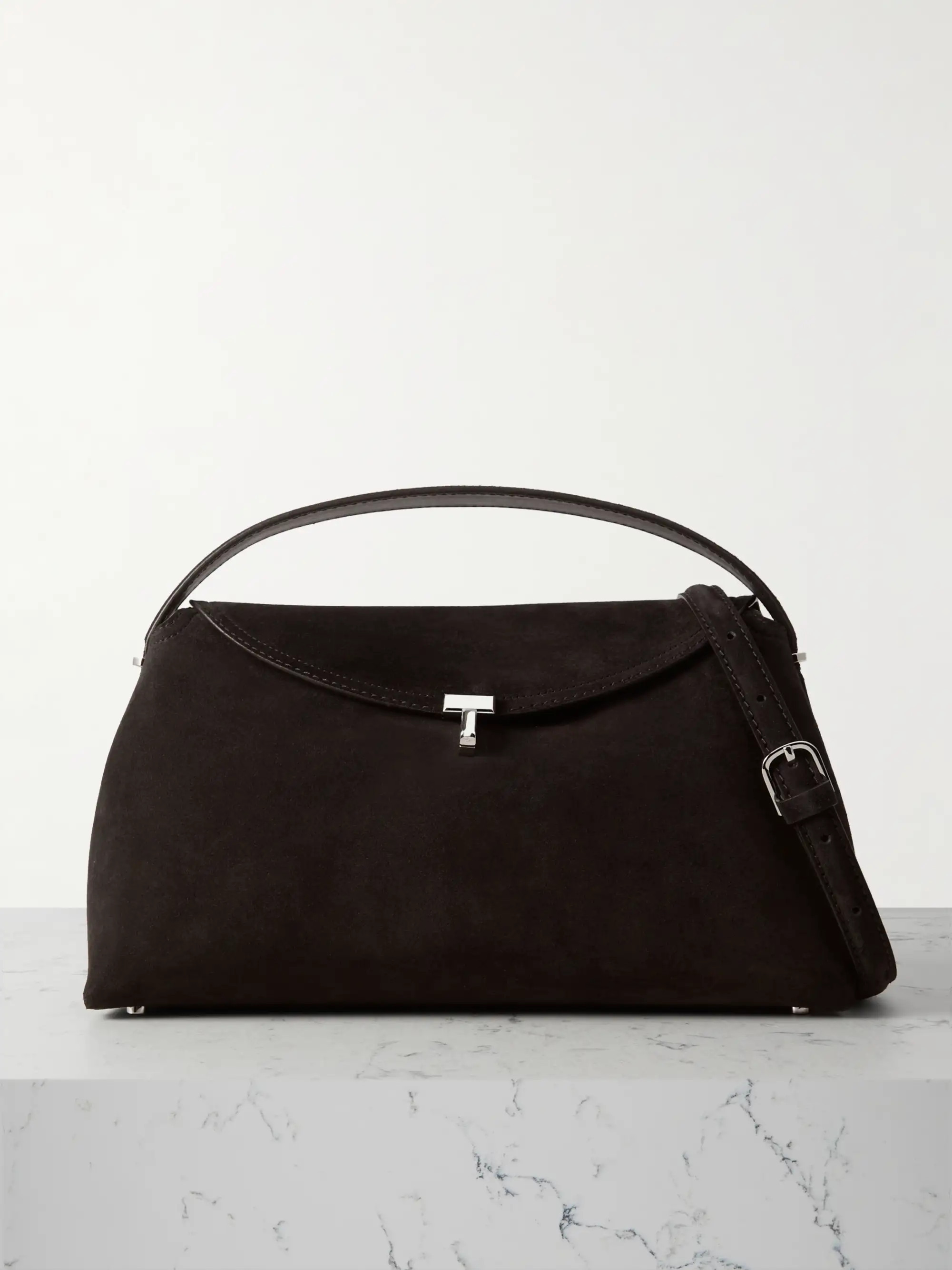 T-Lock suede shoulder bag | NET-A-PORTER (UK & EU)