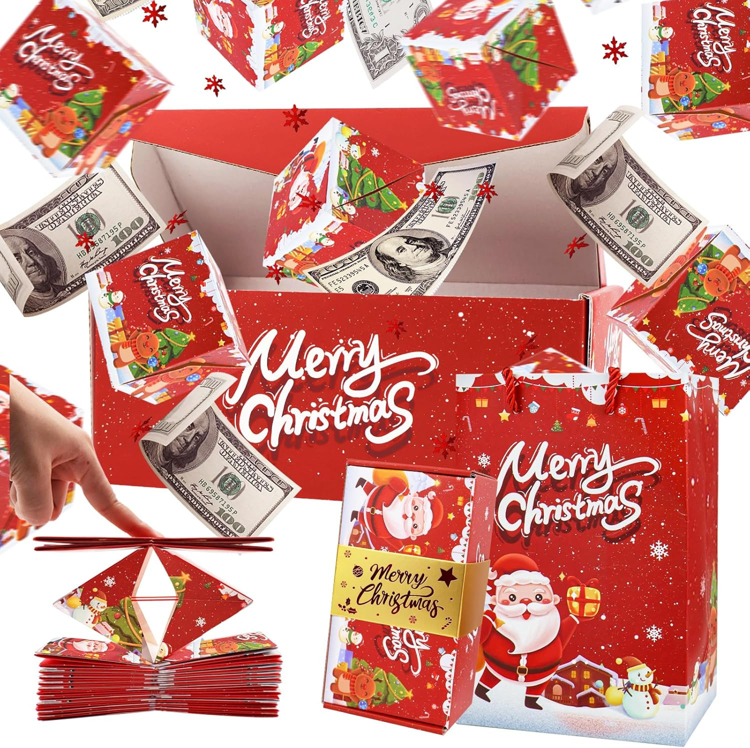 Surprise Gift Box Explosion for Money, Unique Folding Bouncing Red Envelope Gift Box with Confett... | Amazon (US)