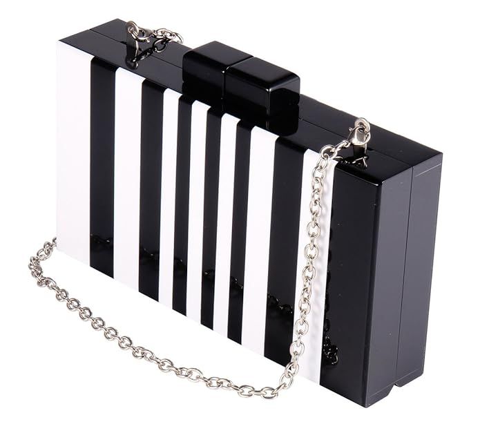 Square Acrylic Clutch Purse Piano Pattern Black and White Clutches Handbags for Women with Chain ... | Amazon (US)