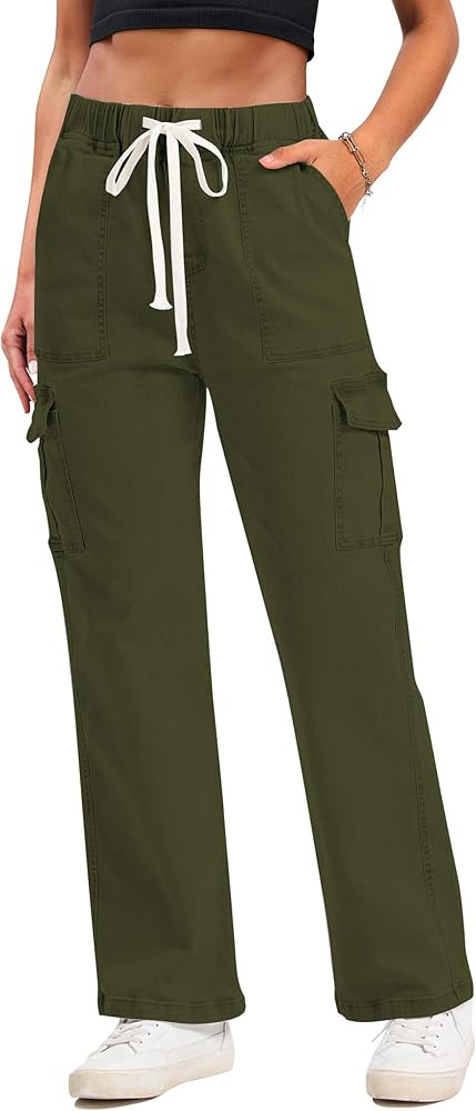 SESERAGI Cargo Jeans for Women Stretchy Baggy Wide Leg Drawstring Work Denim Pants with 6 Pockets... | Amazon (US)