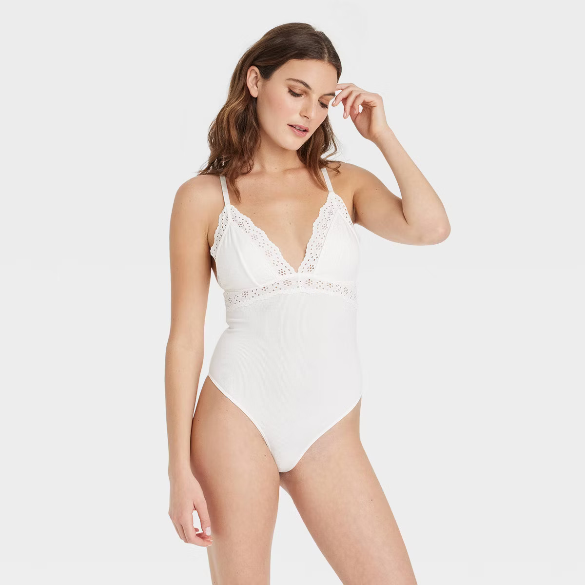 Women's Eyelet Bodysuit - Colsie™ Off-White | Target