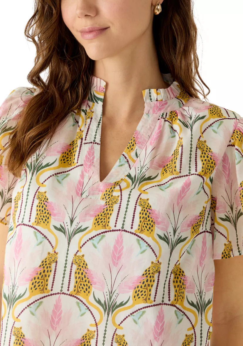 Women's Short Sleeve V-Neck Peasant Top | Belk