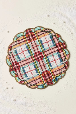 Beaded Plaid Holiday Placemat | Anthropologie (US)