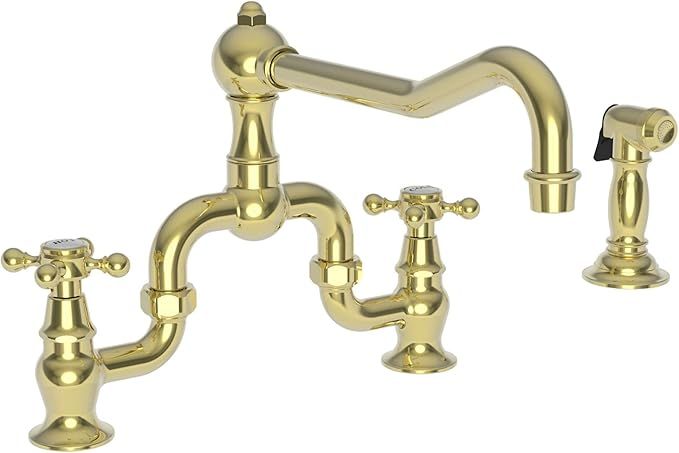 Newport Brass 9452-1/01 Chesterfield Double Handle Bridge Kitchen Faucet with Side Spray and Meta... | Amazon (US)