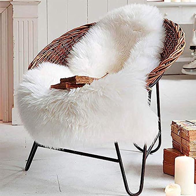LOCHAS Deluxe Super Soft Fluffy Shaggy Home Decor Faux Sheepskin Silky Rug for Bedroom Floor Sofa... | Amazon (US)