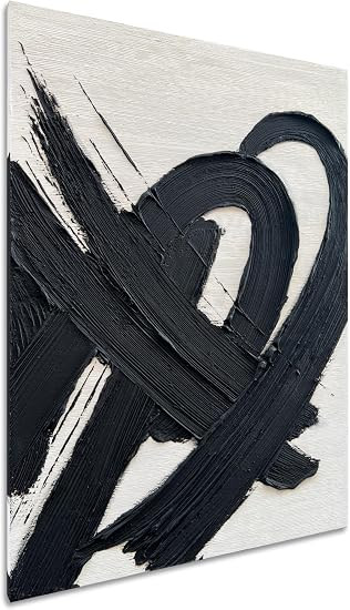 NANKAI Art Hand-Painted Black and White Textured Abstract Oil Painting Modern Minimalist Decorati... | Amazon (US)