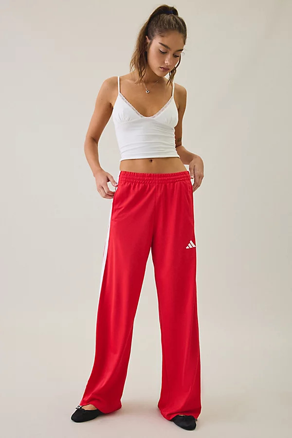 adidas DAYREADY Wide Leg Track Pants in Red, Women's at Urban Outfitters | Urban Outfitters (US and RoW)