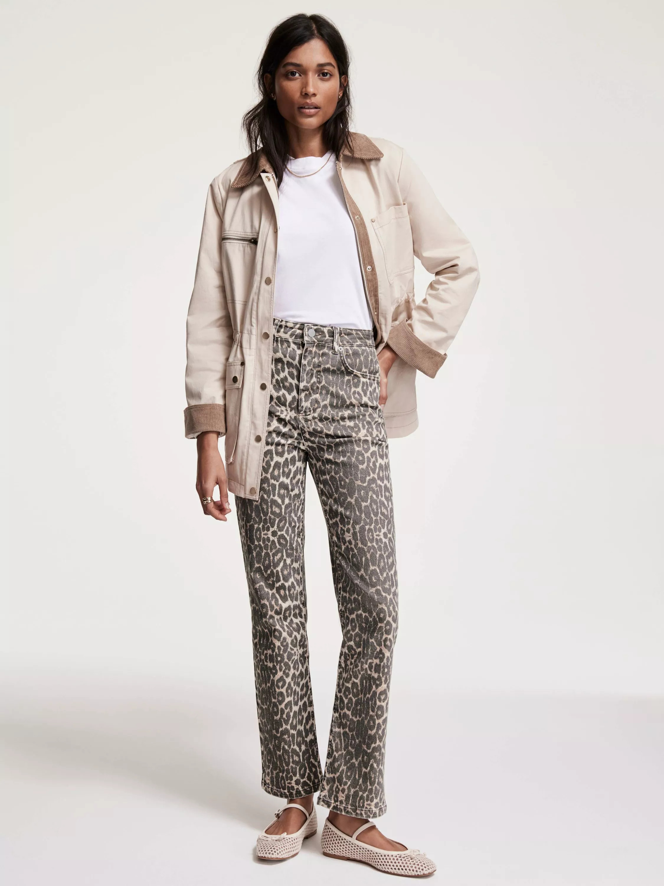 Mint Velvet Leopard Print Slim Jeans, Natural Multi | John Lewis (UK)