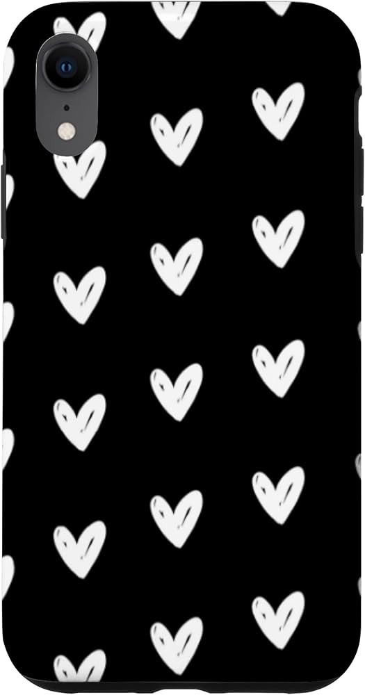 iPhone XR Black And White Cute Love Hearts With A Black Background Case | Amazon (US)