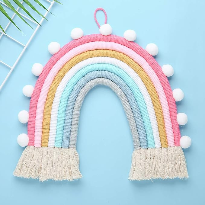 Tocawe New Rainbow Wall Decor Macrame Wall Hanging, Macrame Woven Decorative for Kids Room,Cute W... | Amazon (US)