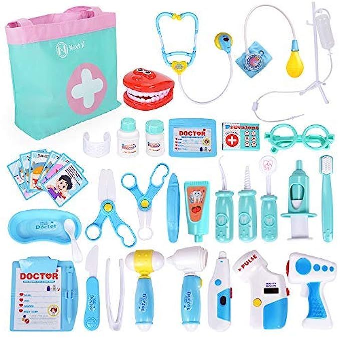 NextX Doctor Kit, 35 Pieces Pretend Play Toys Kids Electronic Stethoscope Dentist Medical Kit Gifts  | Amazon (US)