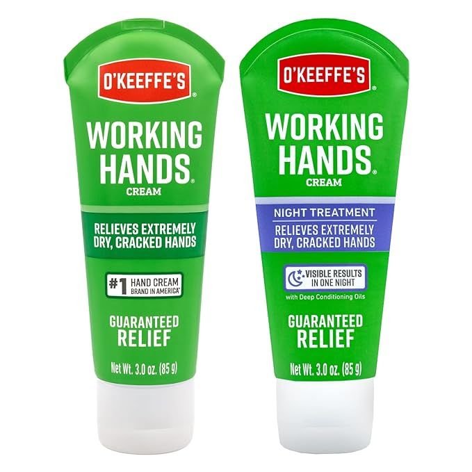 O'Keeffe's Working Hands Hand Cream, 3 oz Tube and Night Treatment Hand Cream, 3 oz Tube | Amazon (US)