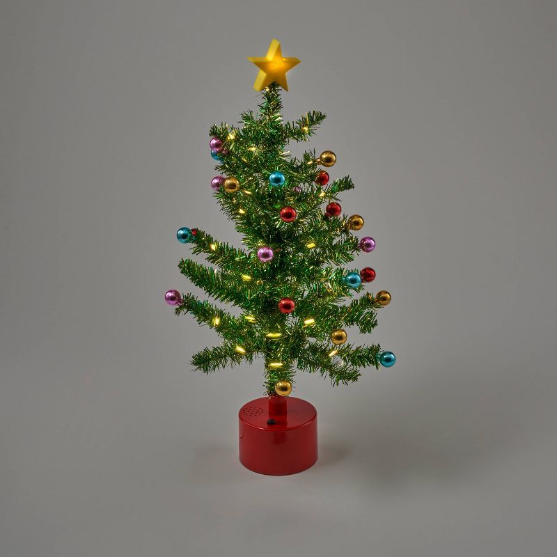 21" Battery Operated Rotating Tinsel Christmas Tree Green - Wondershop™ | Target