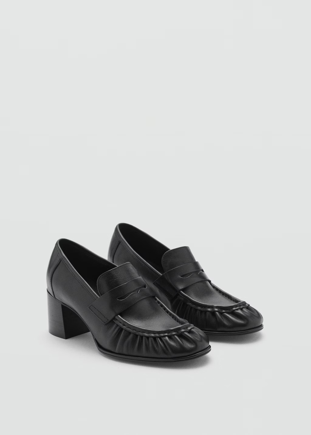 Leather shoes with ruffled heel - Woman | MANGO United Kingdom | MANGO (UK)