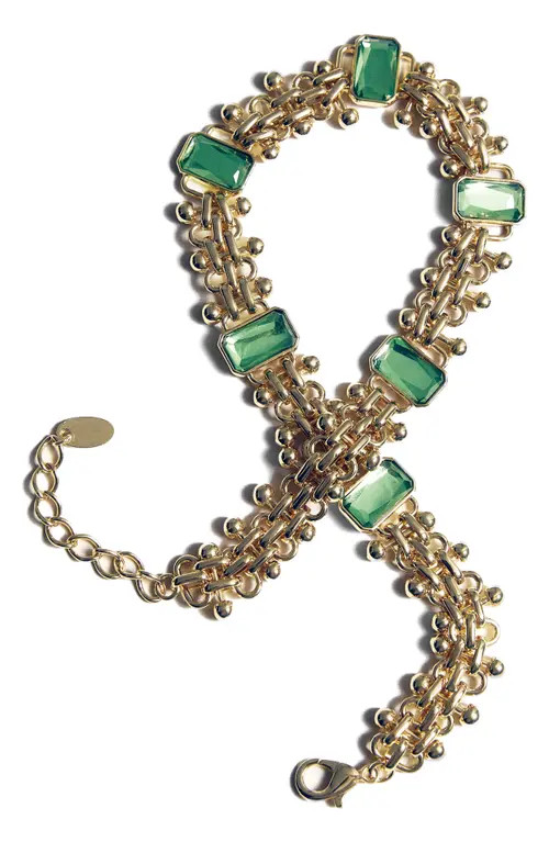 MANGO Crystal Link Statement Necklace in Gold at Nordstrom | Nordstrom