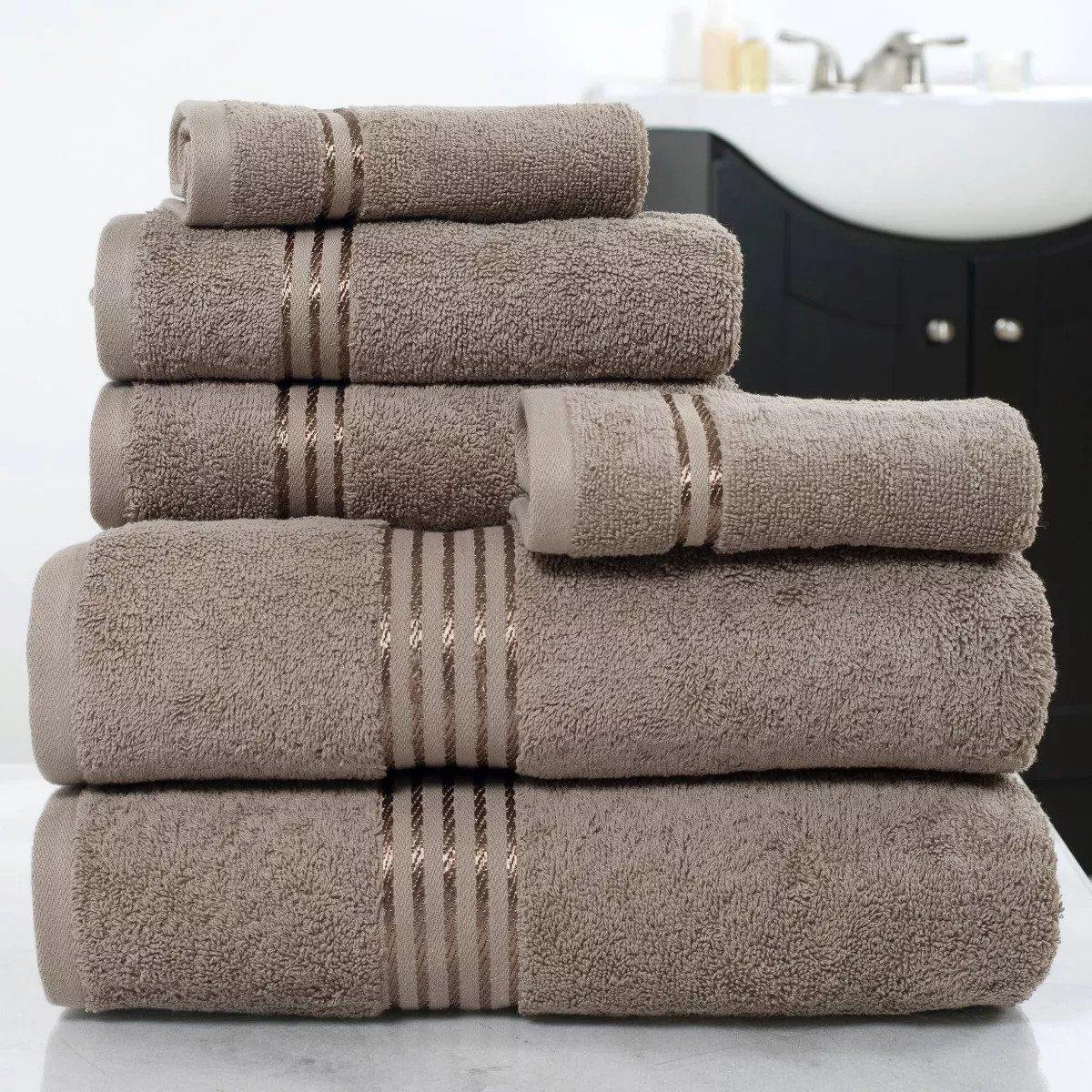 6pc Cotton Hotel Bath Towels Set Taupe - Yorkshire Home | Target