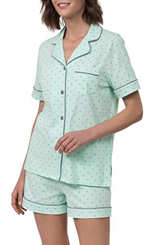 PajamaGram Pajama Set for Women - Short Sleeve Pajamas for Women, Mint, M, 10-12 | Amazon (US)