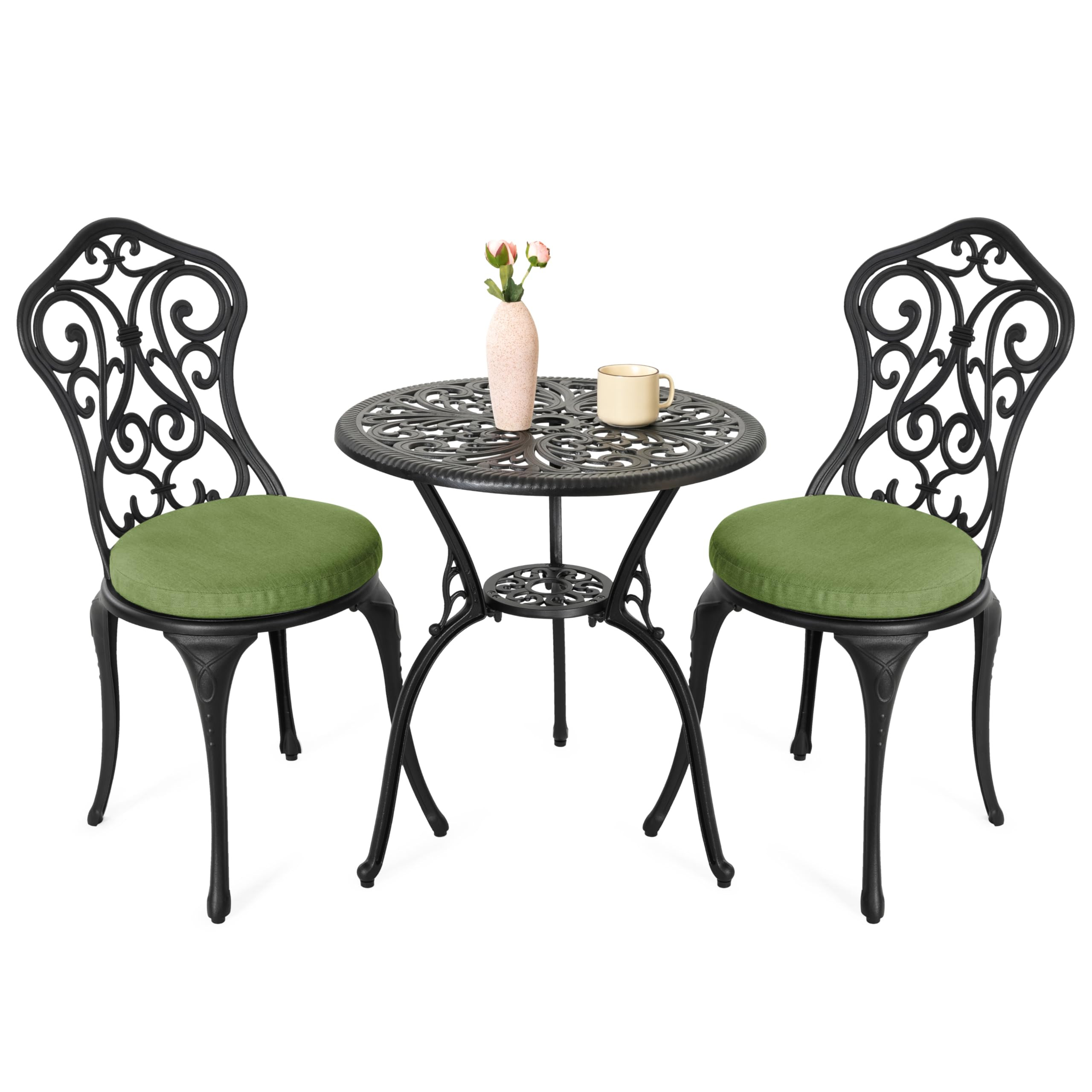 NUU GARDEN Patio 3-Piece Bistro Set with Cushions, Patio Chairs and Outdoor Round Table with Umbr... | Amazon (US)