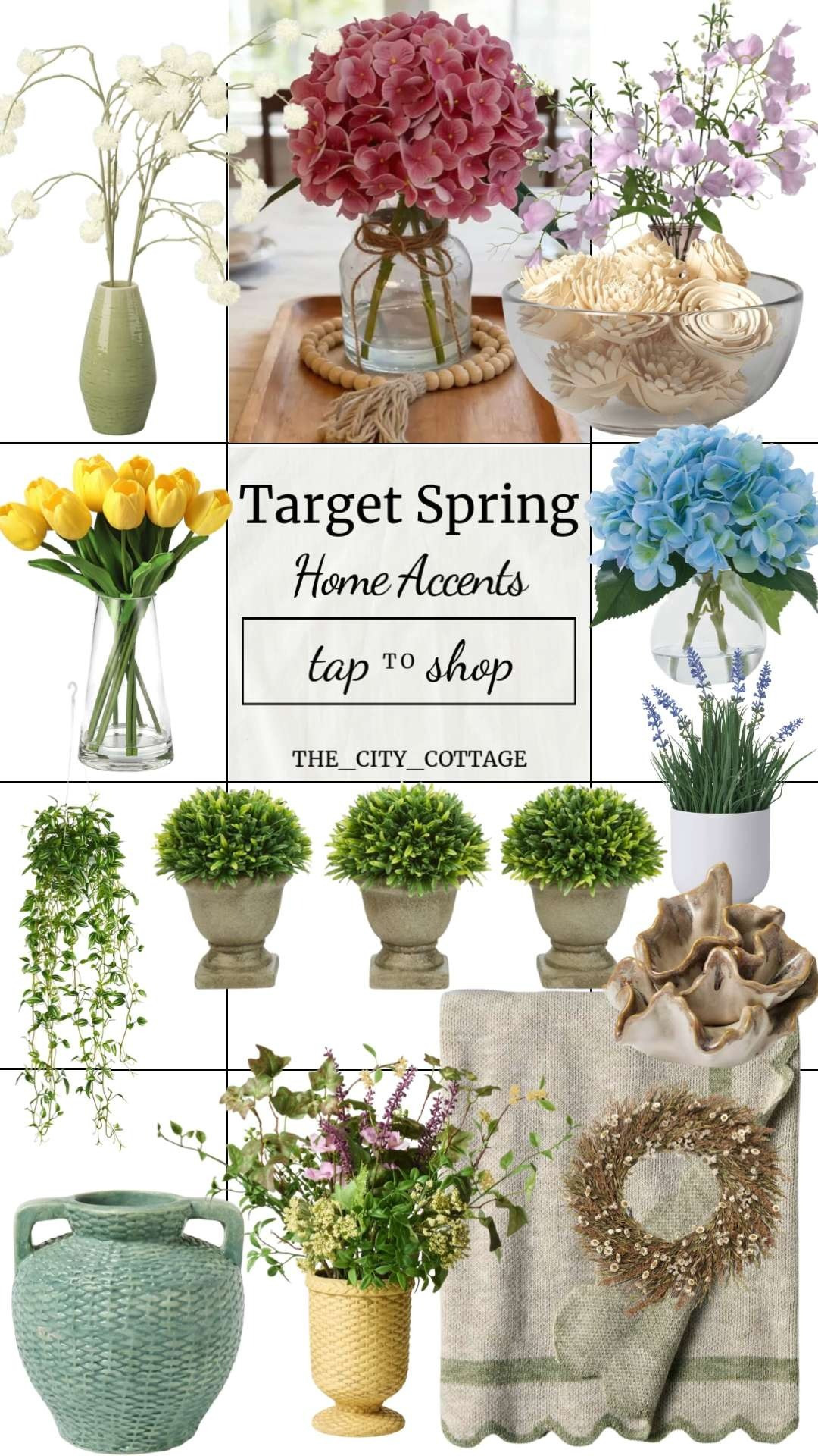 Round 2 of my Target Spring Home Accents and this one is all about fresh florals + elevated greenery. 

Think pink blooms, bright yellow tulips, sculptural topiaries, berry wreaths, and the prettiest scalloped throw for that soft, layered look. 

I also added textured accents like ceramic coral and a statement green vase to give your shelves and coffee tables that designer feel — without the designer price.

These faux florals look SO real and instantly brighten your entryway, kitchen island, or living room. 

Save this for your spring home refresh 🌸

#LTKhome #LTKspring #TargetHome #TargetFinds #SpringDecor #SpringHomeRefresh #FauxFlorals #TulipDecor #TopiaryDecor #WreathDecor #CoffeeTableStyling #ShelfStyling #ScallopedDecor #CottagecoreHome #CoastalDecor #AffordableHomeDecor #HomeInspo #ViralHomeFinds #LivingRoomDecor #EntrywayDecor 

 #LTKmomlife #LTKSeasonal #LTKHome