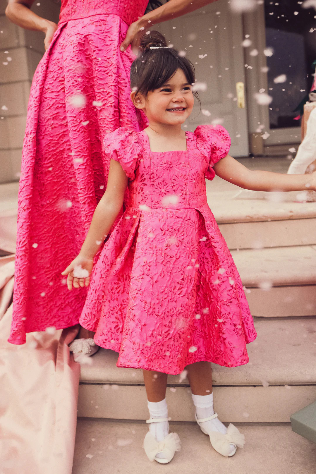 Mini Portia Dress in Pink Jacquard - FINAL SALE | Ivy City Co