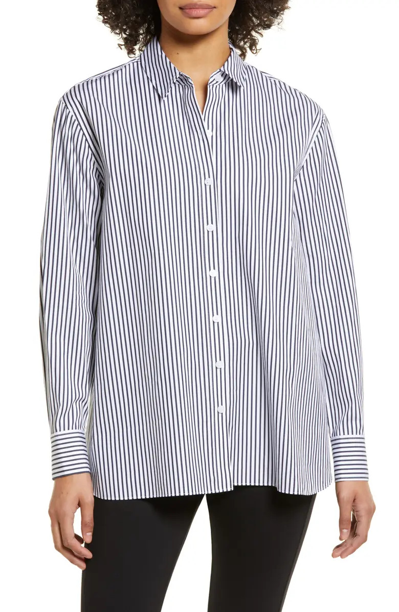 Women's Everyday Stripe Poplin Button-Up Shirt | Nordstrom