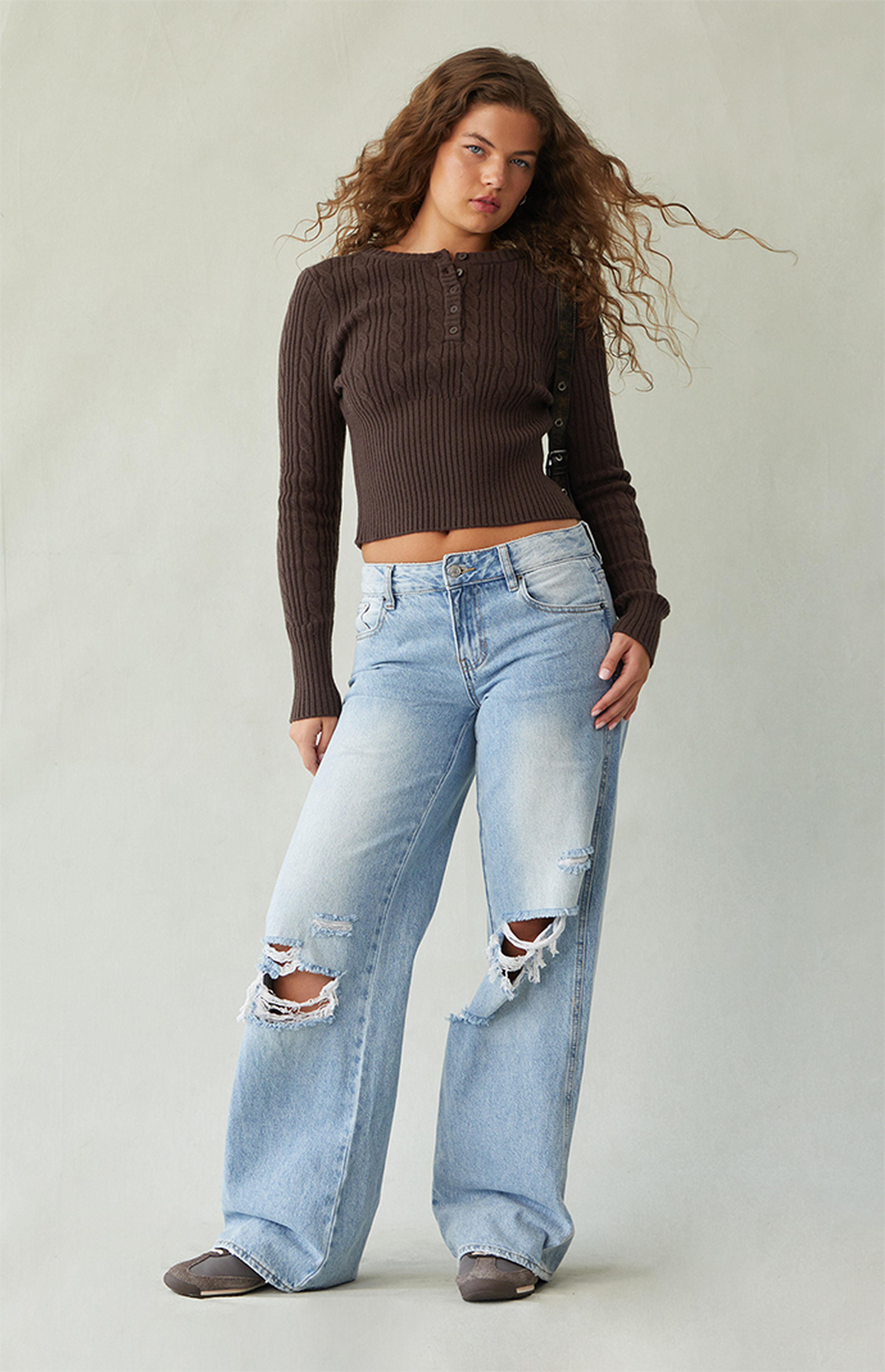 PacSun Medium Blue Low Rise Baggy Jeans | PacSun