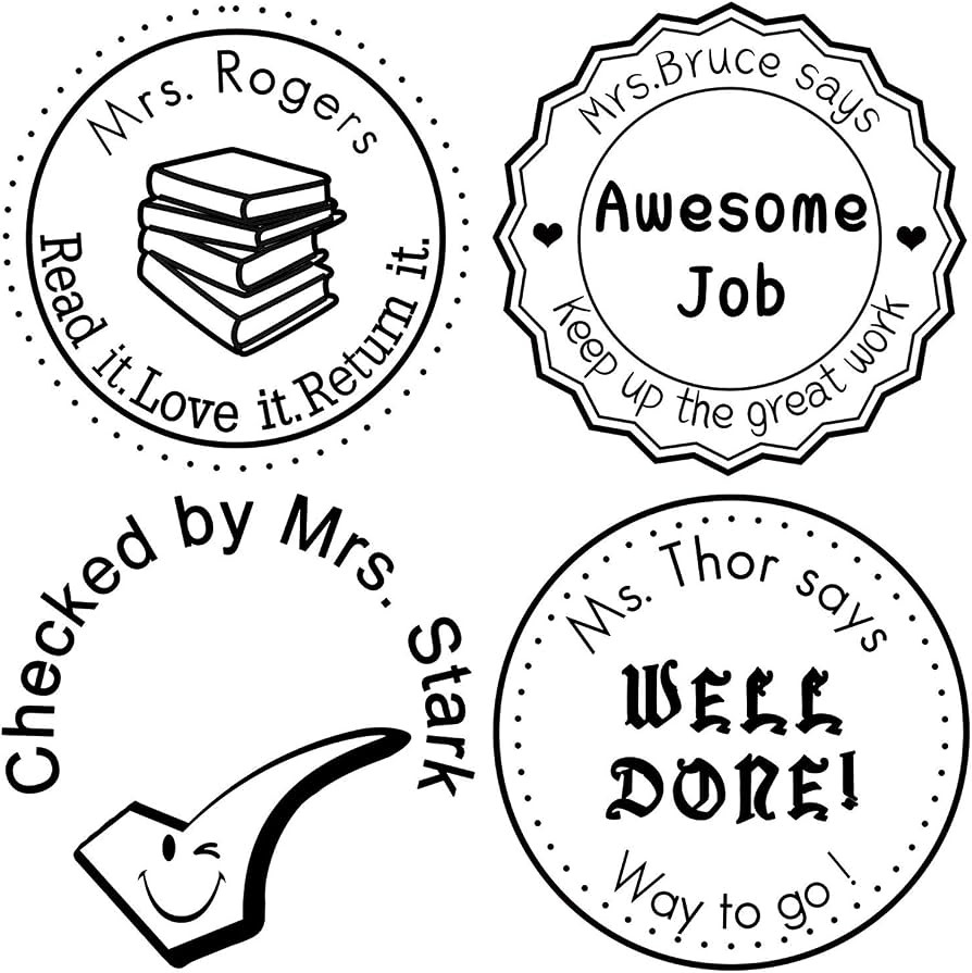 Custom Rubber Stamps Self Inking Stamps Personalized-Teacher Library Book Stamps 1-5/8"Diameter | Amazon (US)