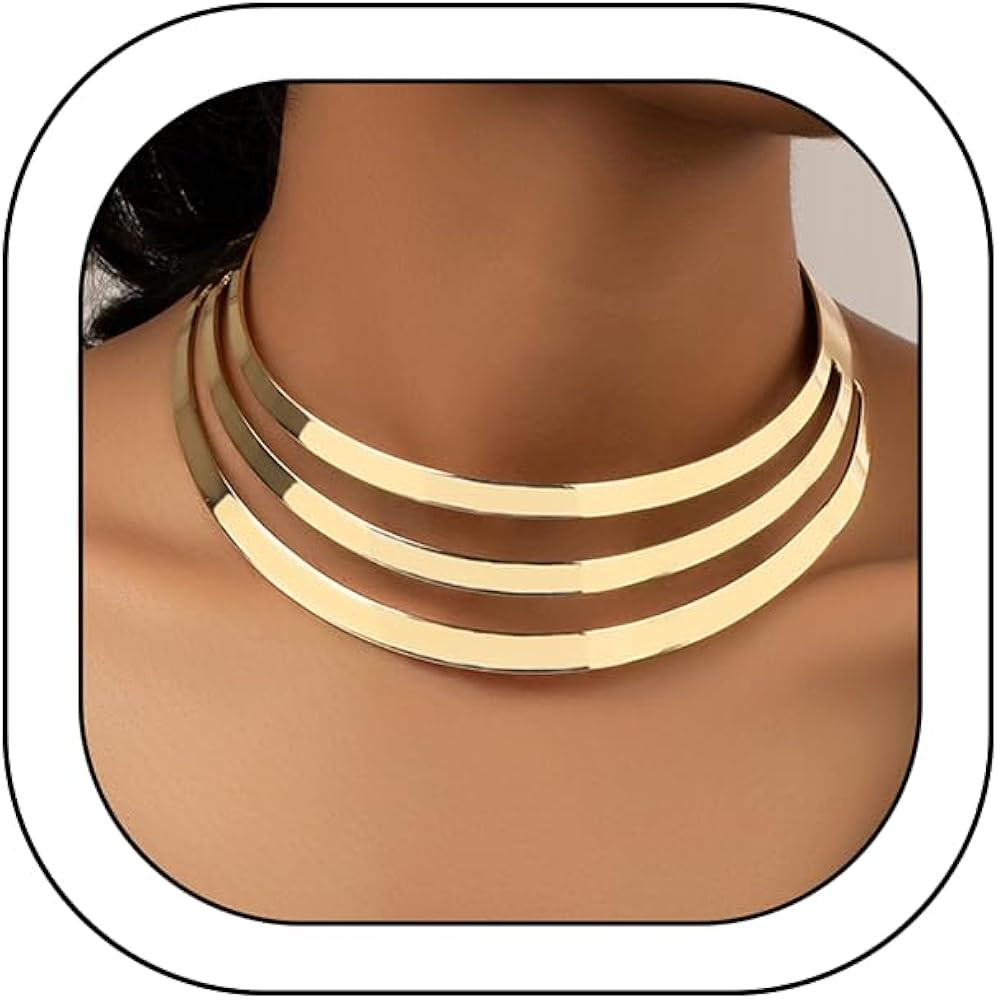Hewill Chunky Gold Necklace Big Statement Chunky Necklace for Women African Tribe Wide Metal Chok... | Amazon (US)