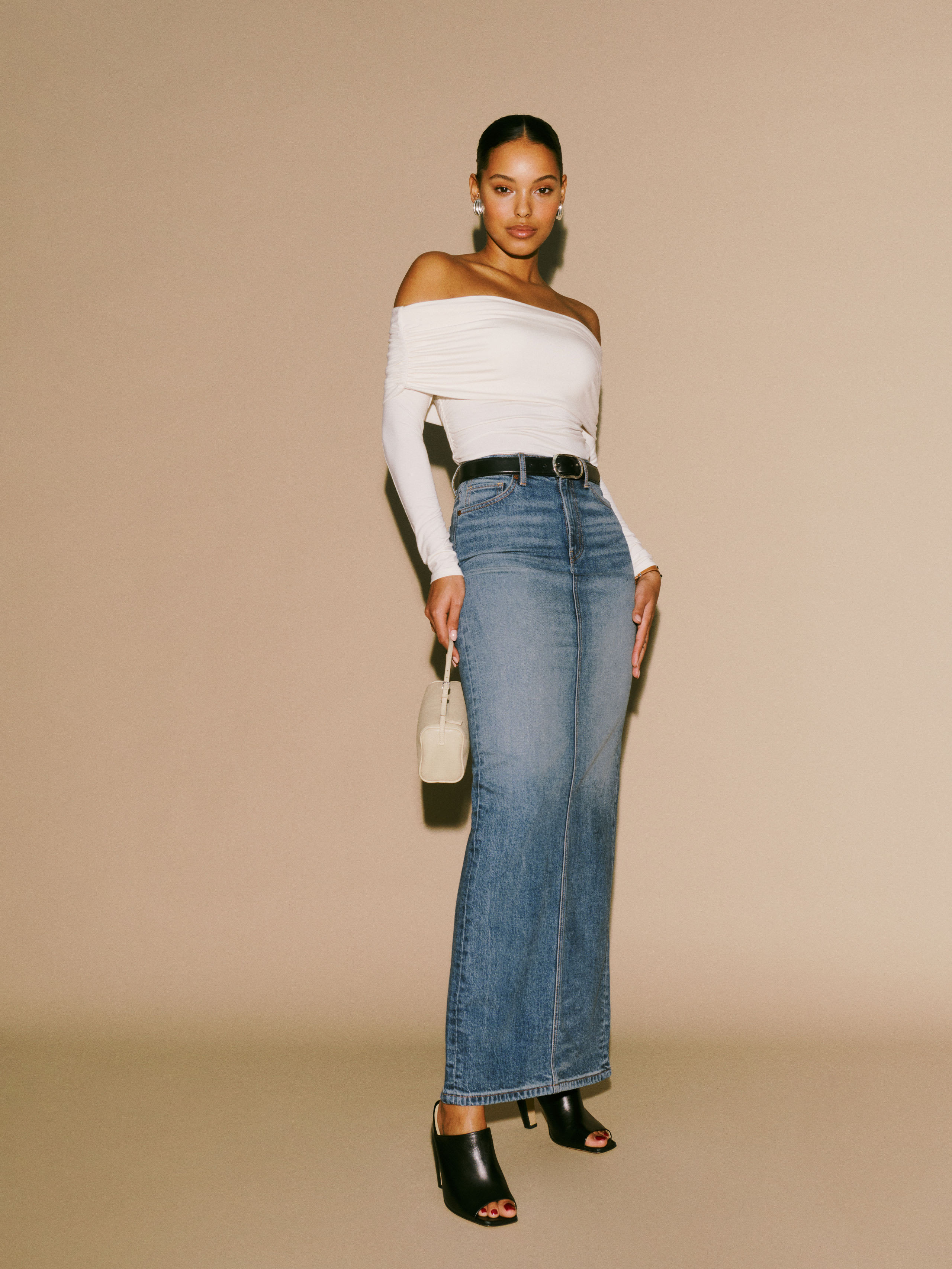 Daria Ultra High Rise Denim Maxi Skirt | Reformation (Global)