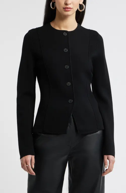 Nordstrom Merino Wool Sweater Jacket in Black at Nordstrom, Size X-Large | Nordstrom