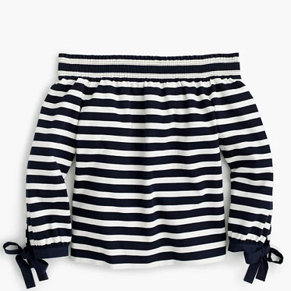 Striped long-sleeve off-the-shoulder top | J.Crew US