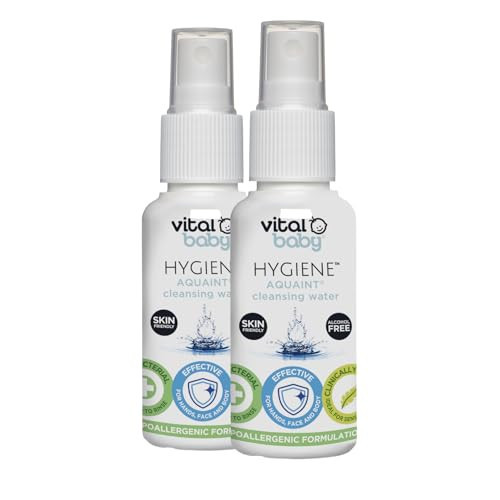 Vital Baby Aquaint Cleansing Water 50ml, 2 Pack| Hypoallergenic, Antibacterial | Amazon (UK)