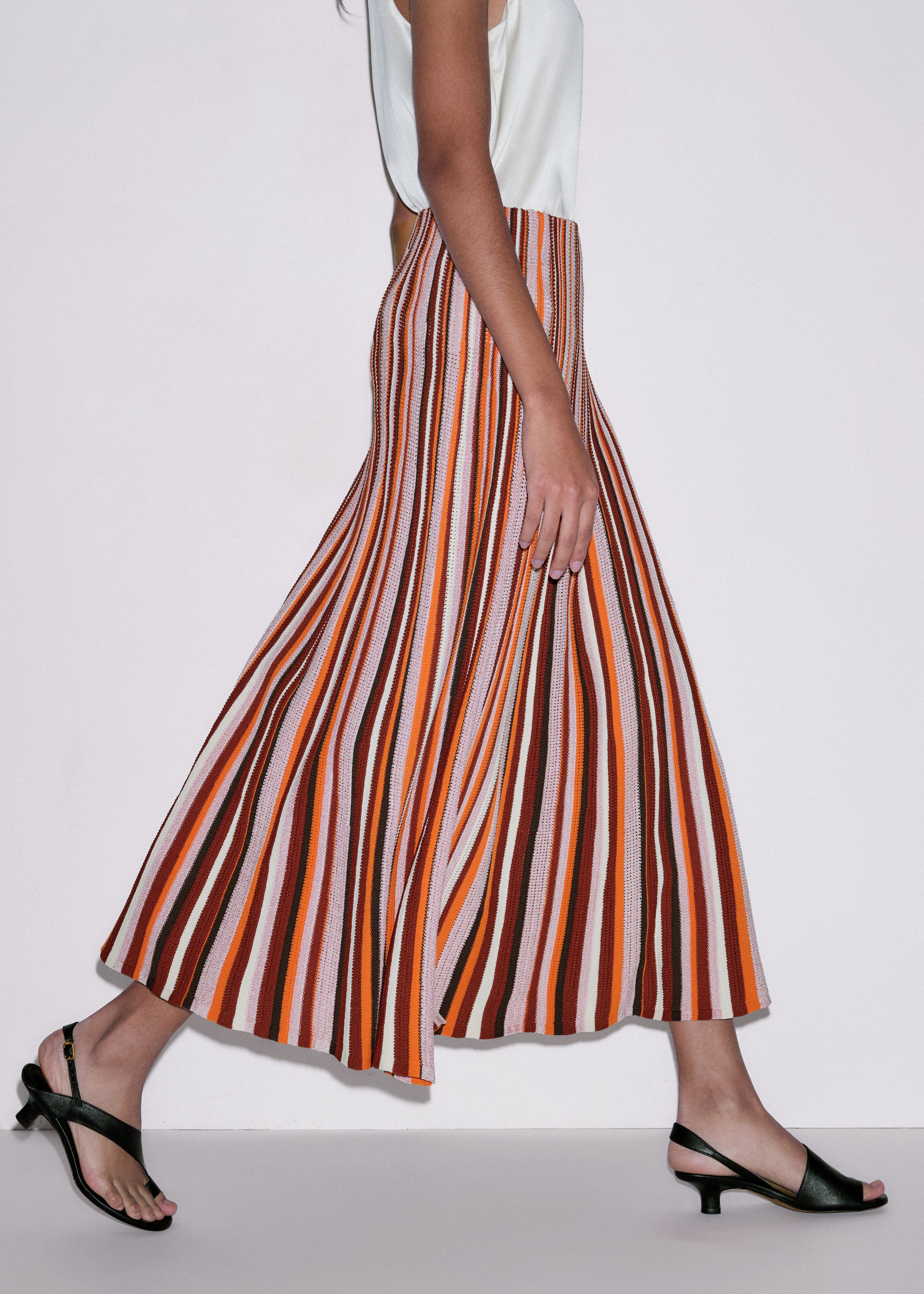 Stripe Knit Maxi Skirt Metallic Viscose | ME+EM US