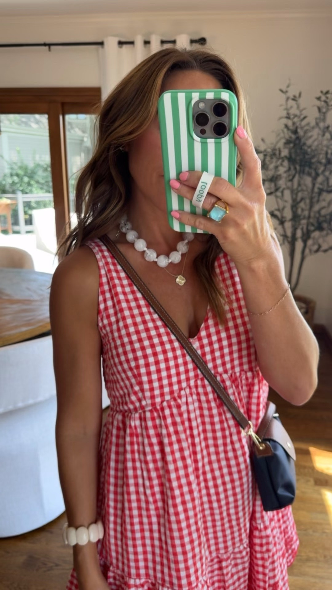 This morning’s dress. XS
40% off. 
Clear big necklace - 20% off code: twopeasinablog20

#LTKootd #LTKmomlife #LTKSeasonal