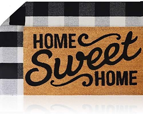 Sierra Concepts Welcome Mat Outdoor Front Door Mats Spring 30 Inch x 17 Inch + Buffalo Plaid Rug ... | Amazon (US)