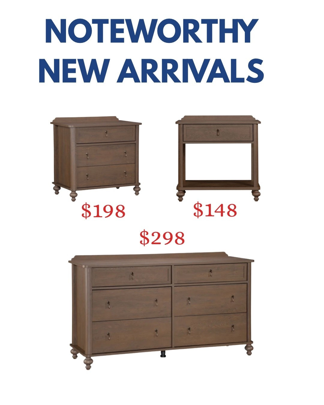 New arrivals at Walmart as a single nightstand, three drawer nightstand and six drawer dresser.

#LTKHome #LTKKids
