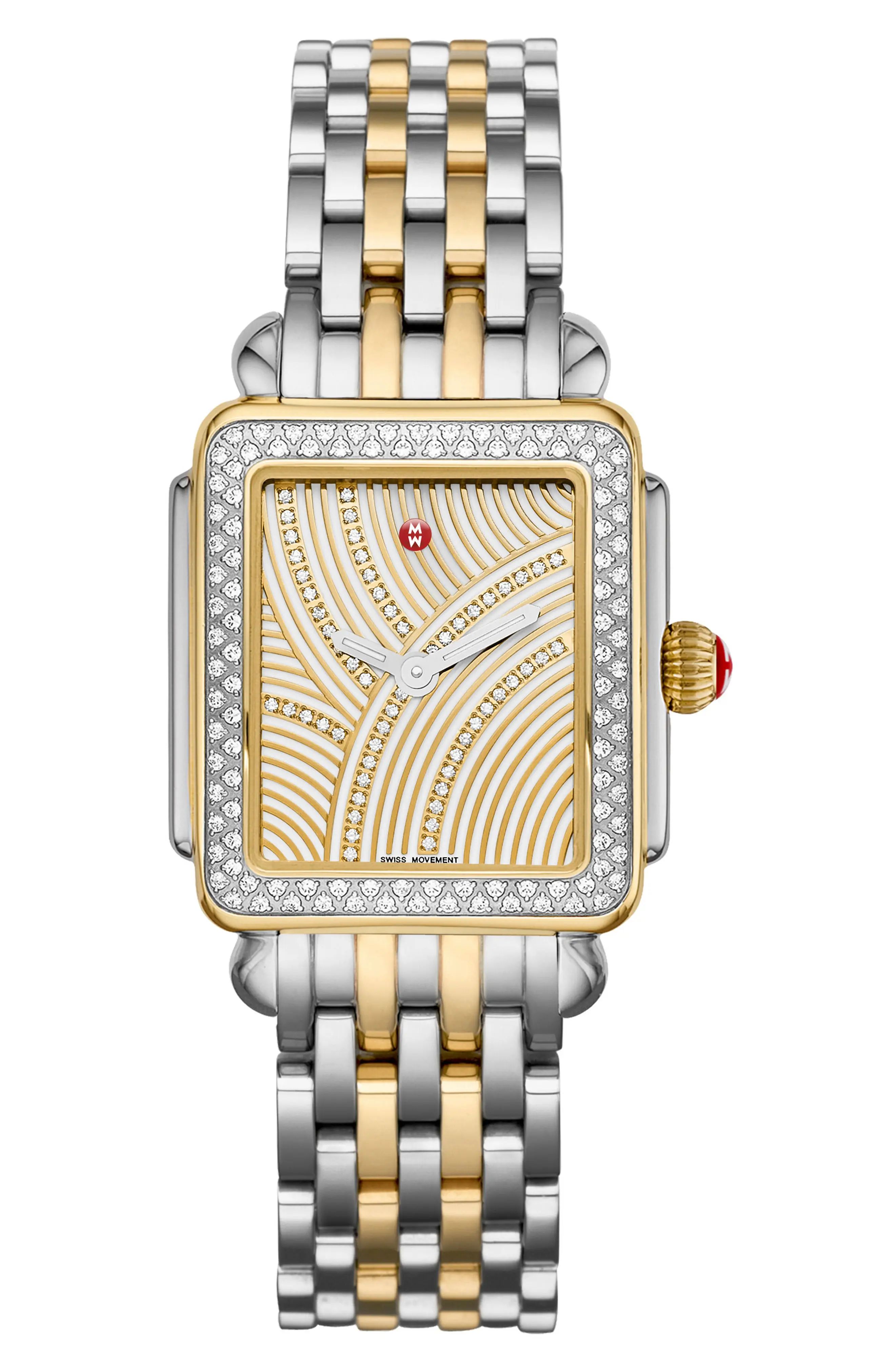 Deco Diamond Diamond Dial Bracelet Watch Head & Bracelet, 29mm x 31mm | Nordstrom