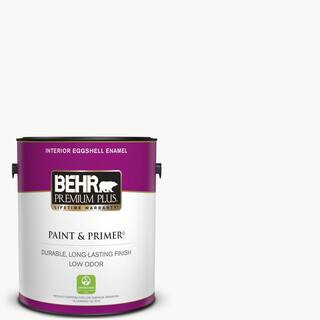 BEHR PREMIUM PLUS 1 gal. Ultra Pure White Eggshell Enamel Low Odor Interior Paint & Primer 205001... | The Home Depot