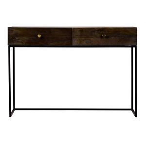 2 Drawer Console Table Pickle Grey Wood & Black Metal / 43.3x19.6x30 | Cymax