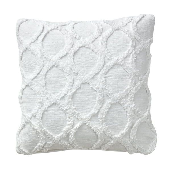 My Texas House Lantana 20" x 20" Farmhouse White Ogee Cotton Square Decorative Pillow Cover (1 Co... | Walmart (US)