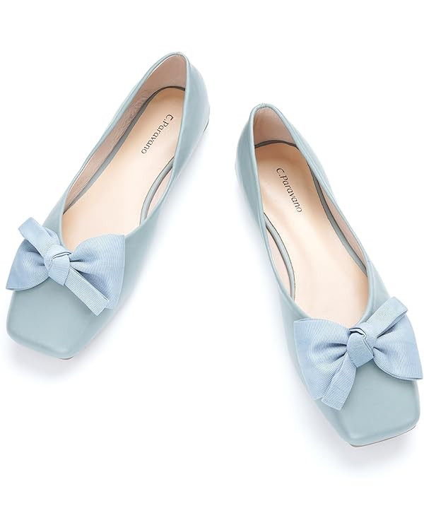 C.Paravano Women's Flats | Square Toe Shoes for Women | Leather Flat Shoes for Women | Slip On Ba... | Amazon (US)