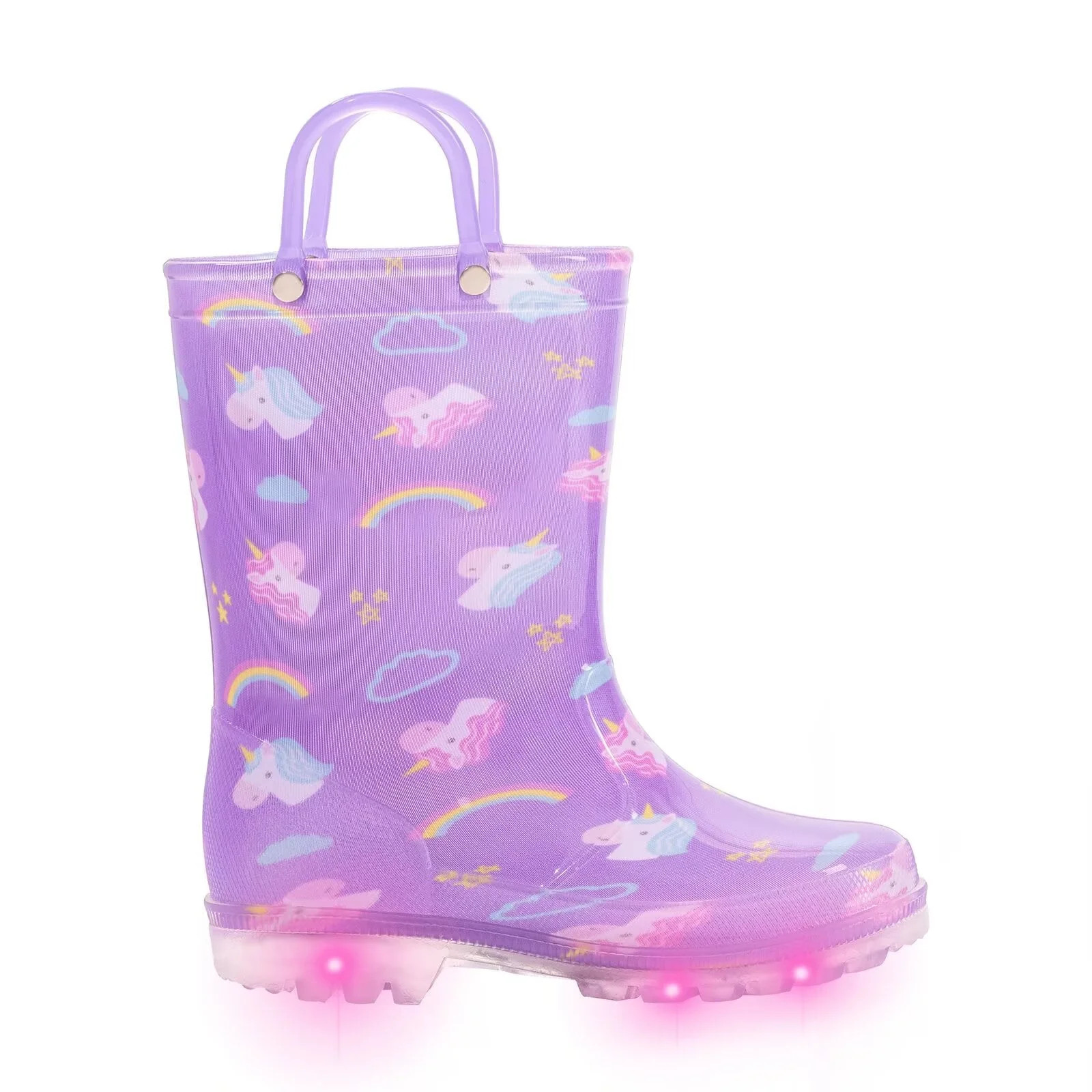 FUNCOO PLUS Toddler Kids Rain Boots Girls Light Up Waterproof Boots with Handles, Purple, Size 10 | Walmart (US)