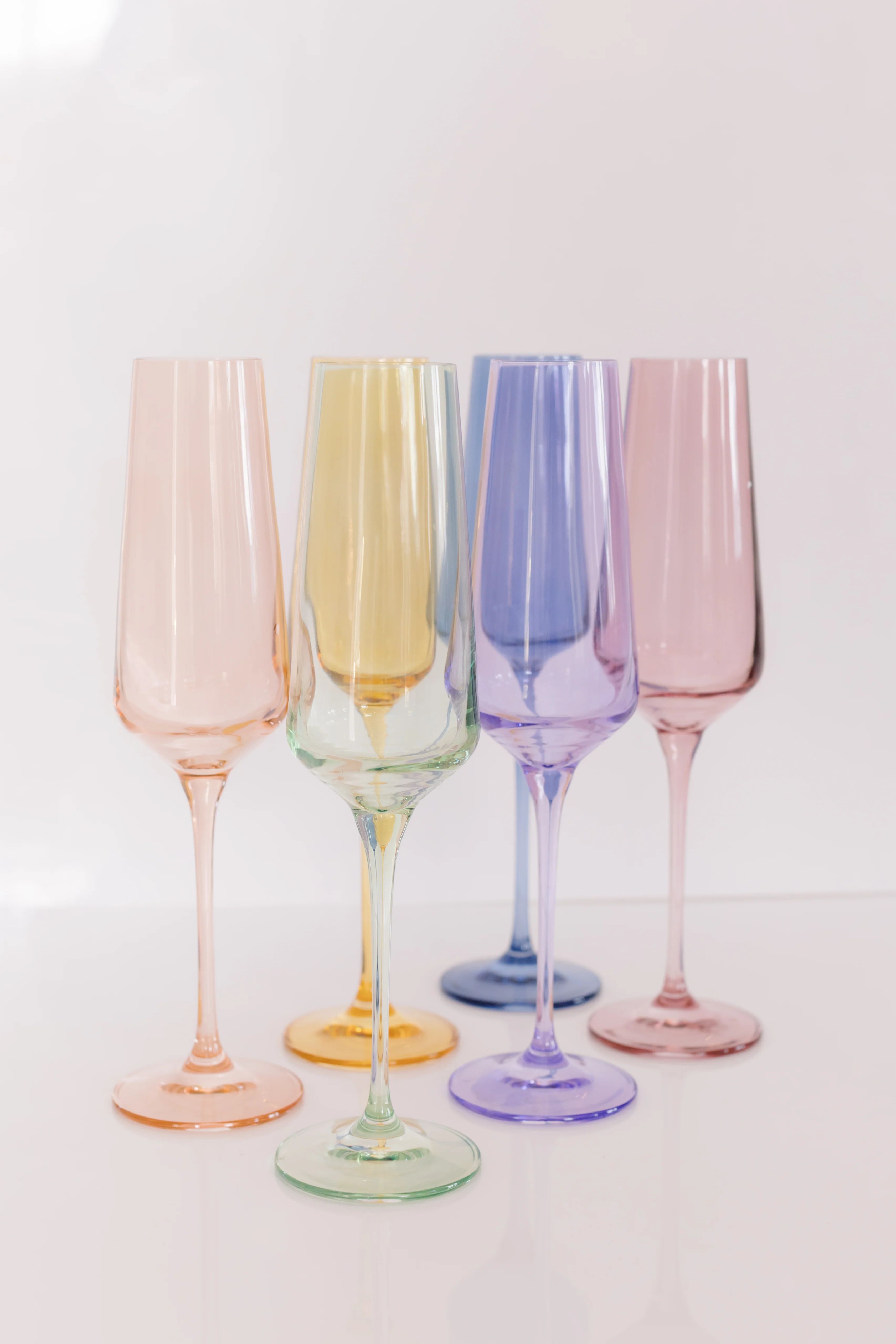 Estelle Colored Champagne Flute - Set of 6 {Pastel Mixed Set} | Estelle Colored Glass
