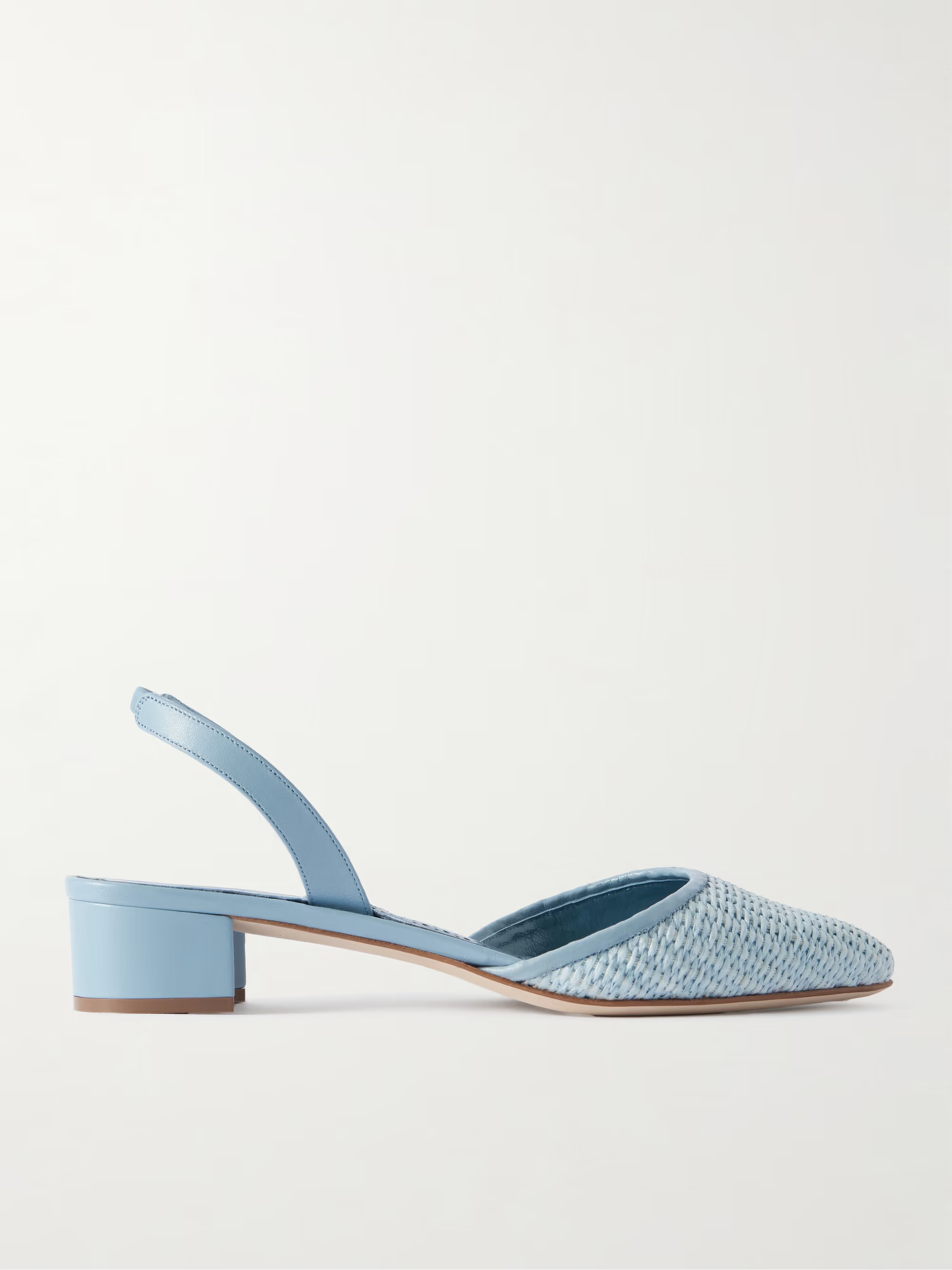 Raffro 30 leather-trimmed raffia slingback pumps | NET-A-PORTER APAC