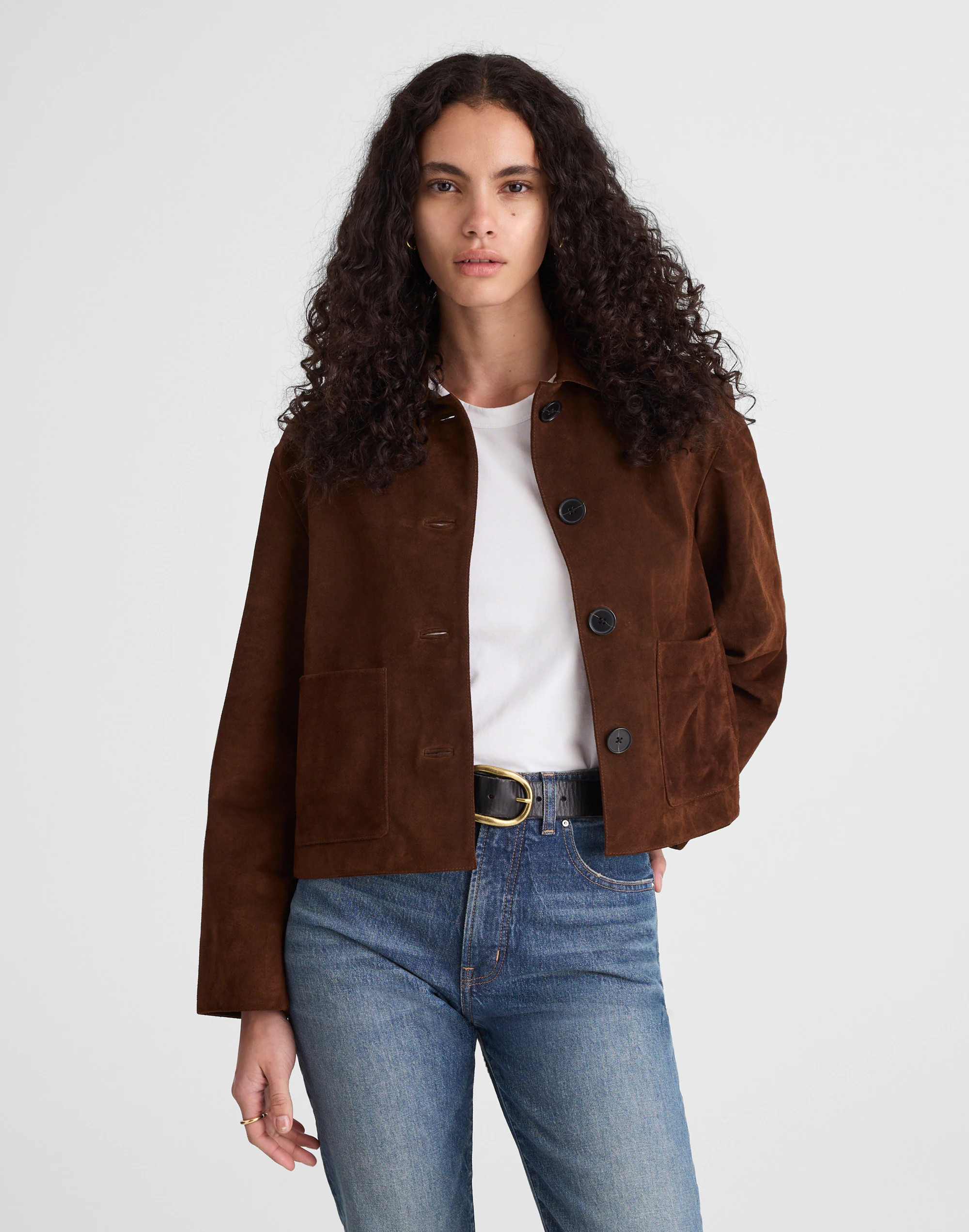 Boxy-Crop Jacket in Suede | Madewell