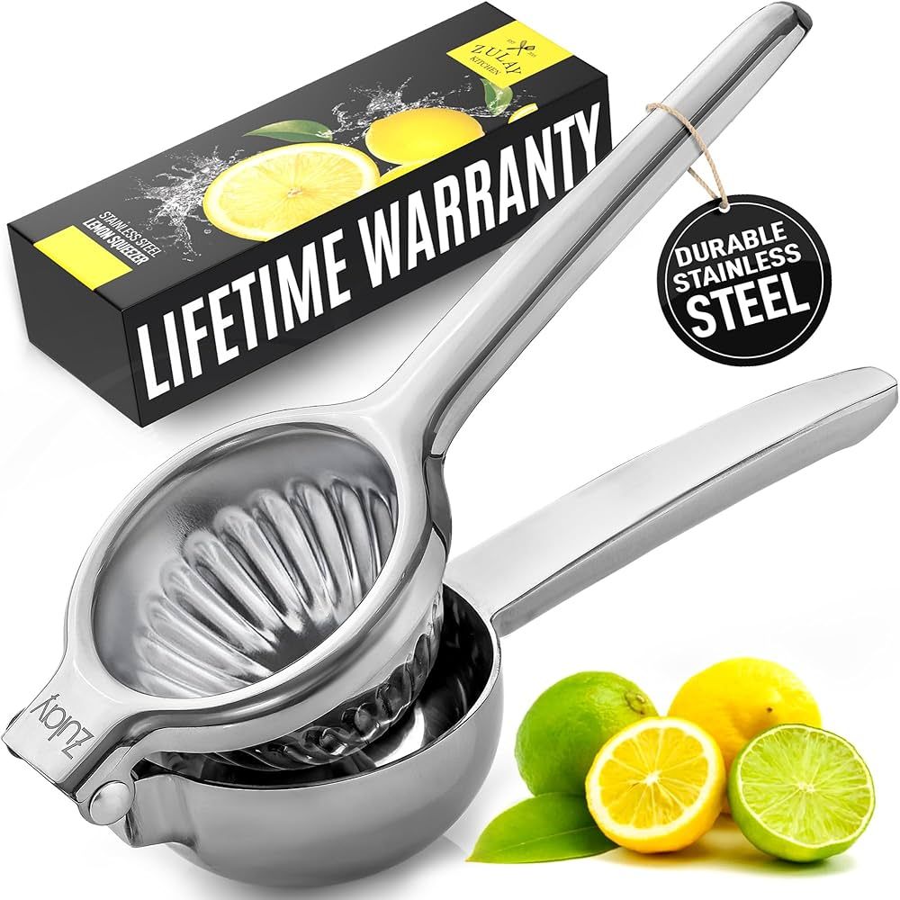 Zulay Kitchen Lemon Squeezer Stainless Steel - Premium Quality, Heavy Duty Solid Metal Squeezer B... | Amazon (US)